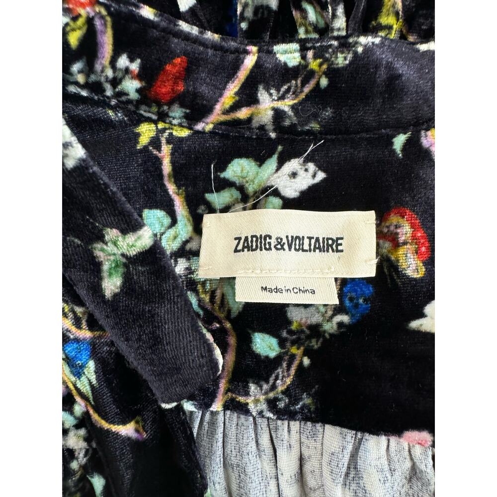 Zadig & Voltaire Women’s Black Reveal Velvet Blossom Mini Dress SZ S - Picture 5 of 8